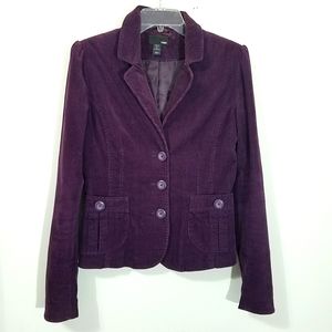 H&M Puff sleeve corduroy blazer S purple